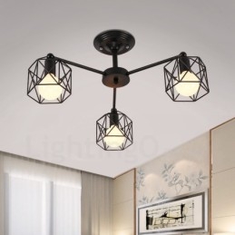 Lampadario integrato rustico a 3 luci