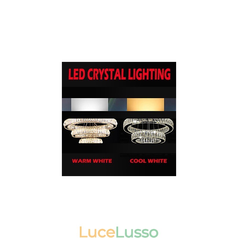 Lampada a sospensione in cristallo Illuminazione moderna Tre anelli D204060 K9 Grandi lampade da soffitto in cristallo