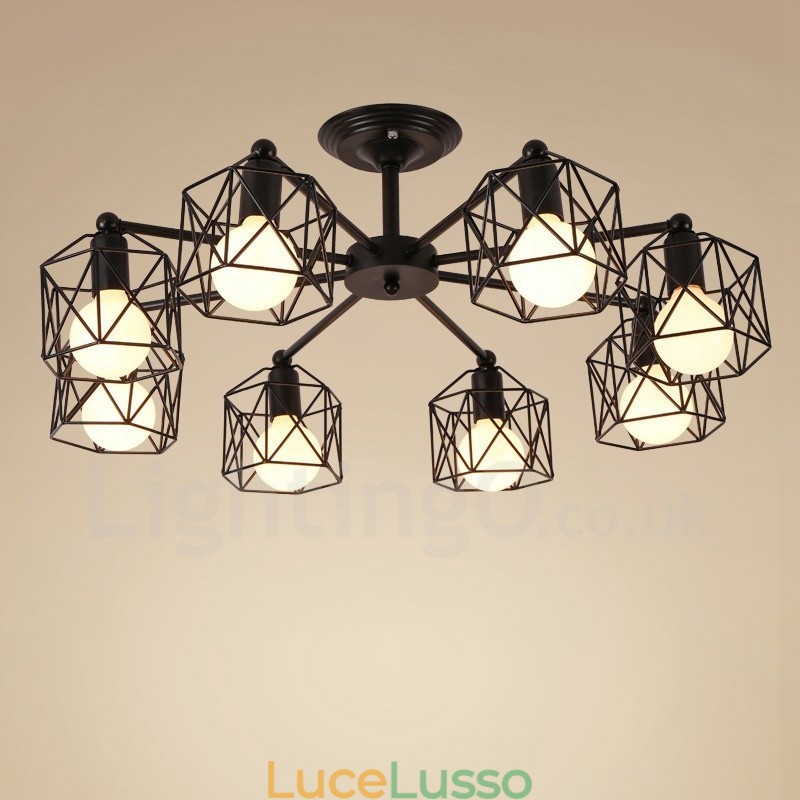 Lampadario integrato rustico Lodge a 8 luci