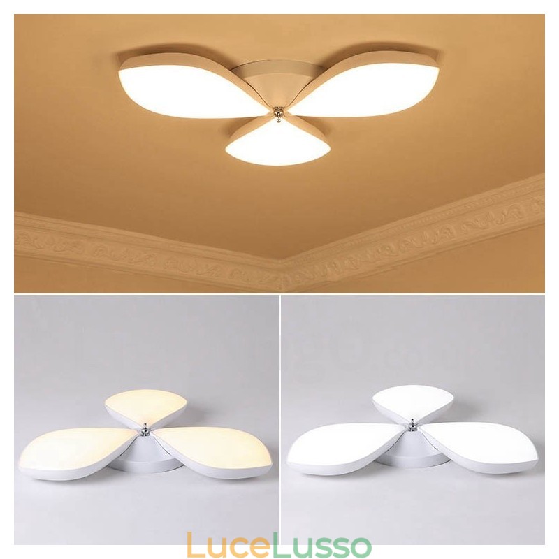 Lampada da soffitto moderna e contemporanea a 3 luci integrata in metallo