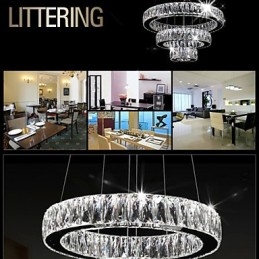 Lampada a sospensione in cristallo Illuminazione moderna Tre anelli D204060 K9 Grandi lampade da soffitto in cristallo
