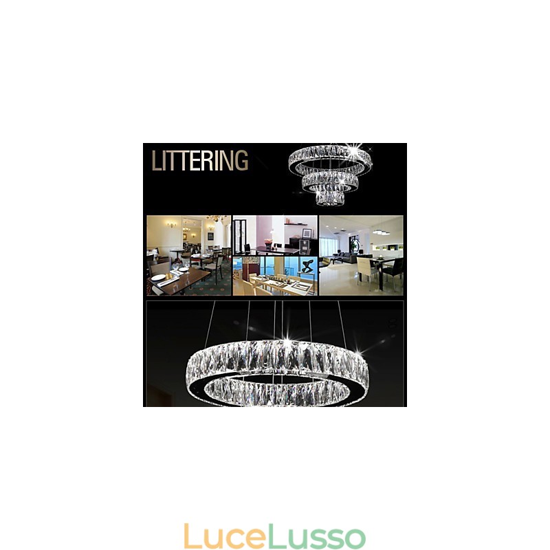 Lampada a sospensione in cristallo Illuminazione moderna Tre anelli D204060 K9 Grandi lampade da soffitto in cristallo