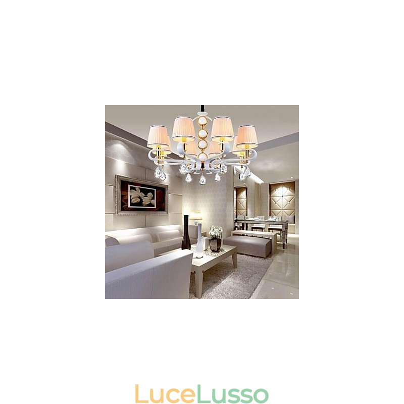 Lampadario in tessuto 8 luci moderno minimalista lampada di alta qualità