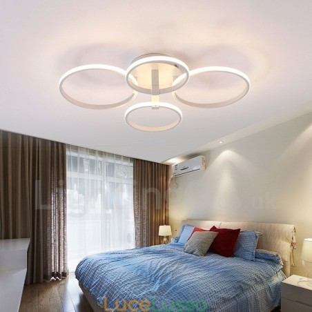 Lampada da soffitto moderna contemporanea a 4 luci integrata in metallo Lampada da soffitto moderna contemporanea a 4 luci integrata in metallo