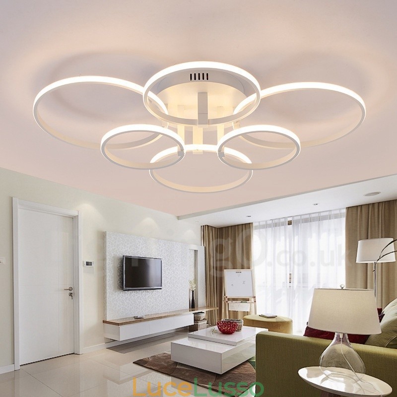 Lampada da soffitto moderna contemporanea a 6 luci integrata in metallo