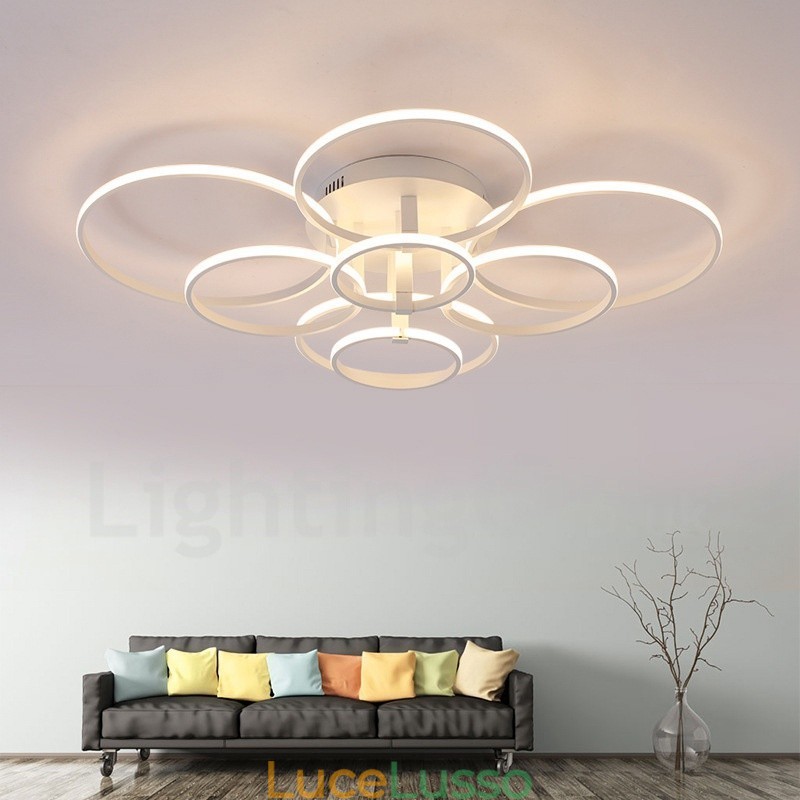Lampada da soffitto moderna contemporanea a 8 luci integrata in metallo