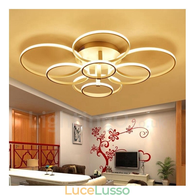 Lampada da soffitto moderna contemporanea a 8 luci integrata in metallo