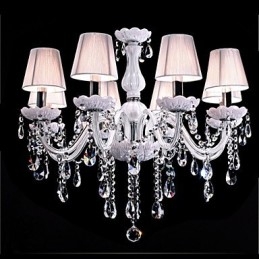 Lampadario di cristallo di lusso a 6 luci, colore bianco, lampadario di cristallo K9