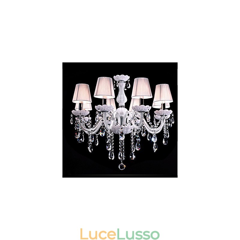 Lampadario di cristallo di lusso a 6 luci, colore bianco, lampadario di cristallo K9