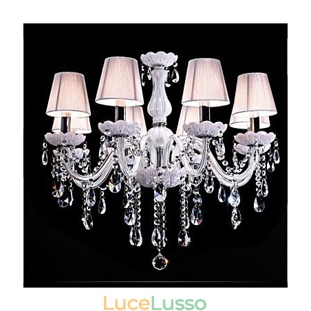 Lampadario di cristallo di lusso a 6 luci, colore bianco, lampadario di cristallo K9 Lampadario di cristallo di lusso a 6 luci, colore bianco, lampadario di cristallo K9