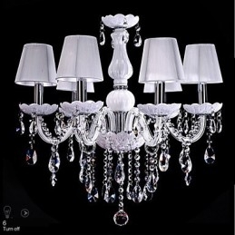 Lampadario di cristallo di lusso a 6 luci, colore bianco, lampadario di cristallo K9