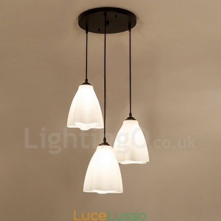 Lampada a sospensione classica tradizionale in metallo integrata a 3 luci Lampada a sospensione classica tradizionale in metallo integrata a 3 luci