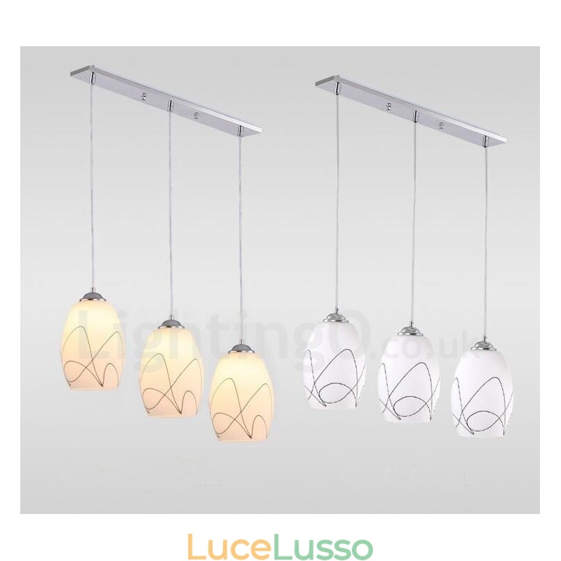 Lampada a sospensione moderna contemporanea in metallo integrato a 3 luci