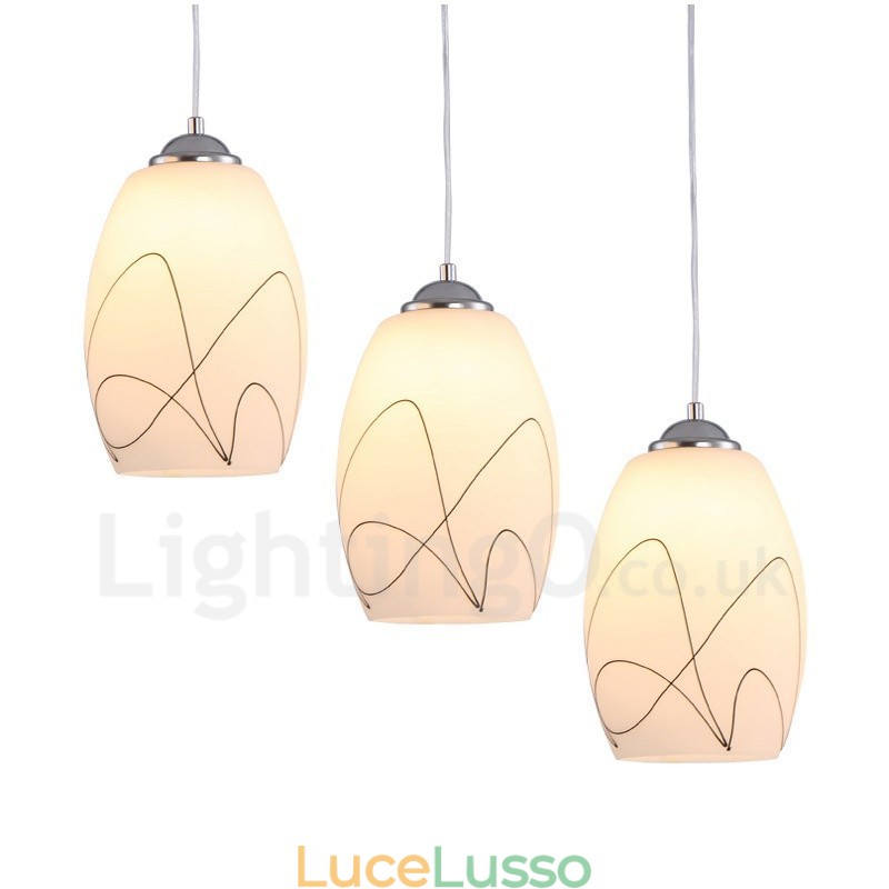Lampada a sospensione moderna contemporanea in metallo integrato a 3 luci