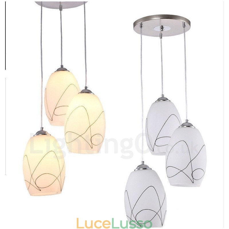 Lampada a sospensione moderna contemporanea in metallo integrato a 3 luci
