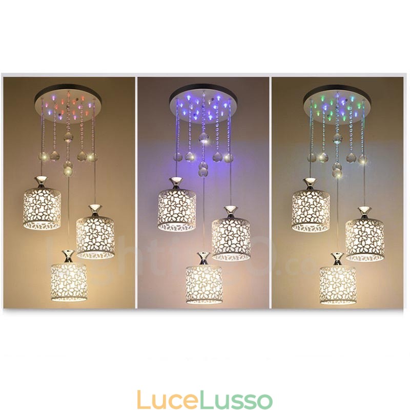 Lampada a sospensione moderna contemporanea a incandescenza in metallo a 3 luci