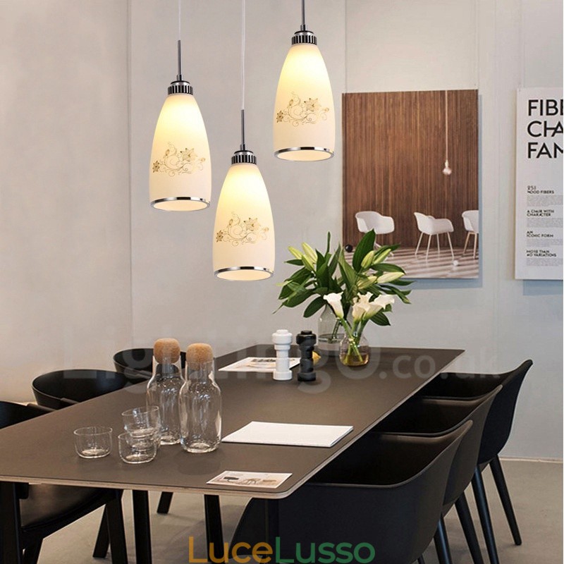 Lampada a sospensione moderna contemporanea in metallo integrato a 3 luci