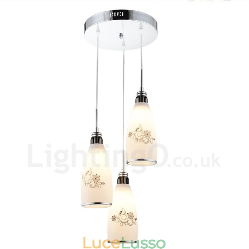 Lampada a sospensione moderna contemporanea in metallo integrato a 3 luci