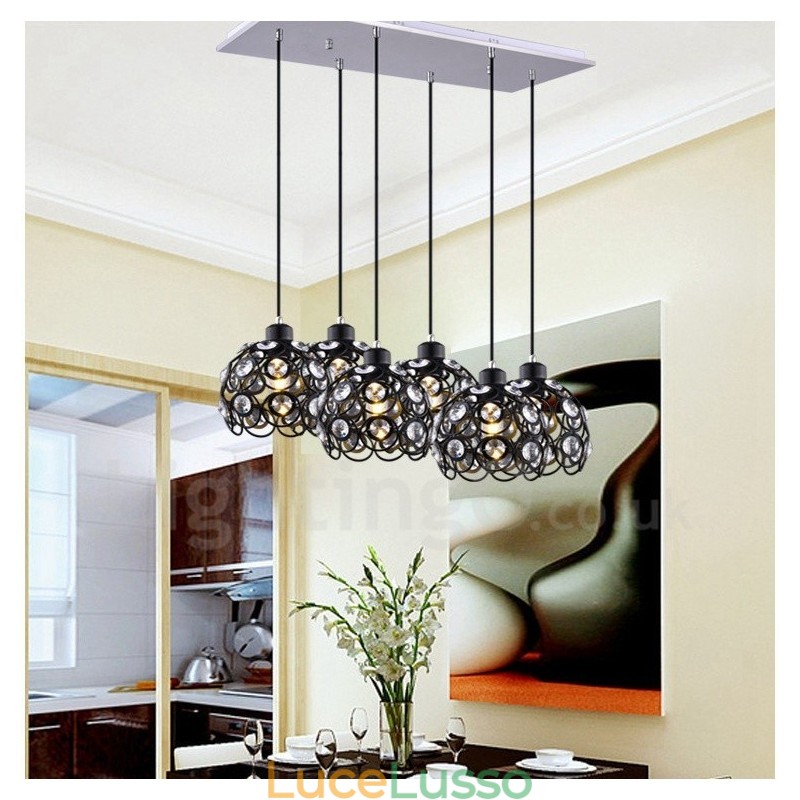 Lampada a sospensione integrata Rustic Lodge a 6 luci