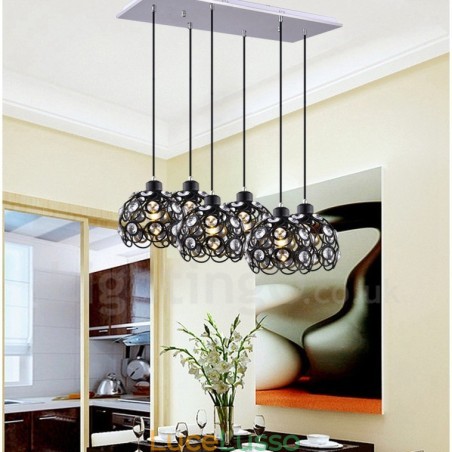 Lampada a sospensione integrata Rustic Lodge a 6 luci Lampada a sospensione integrata Rustic Lodge a 6 luci