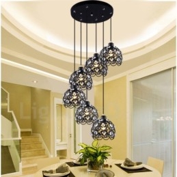 Lampada a sospensione integrata Rustic Lodge a 6 luci