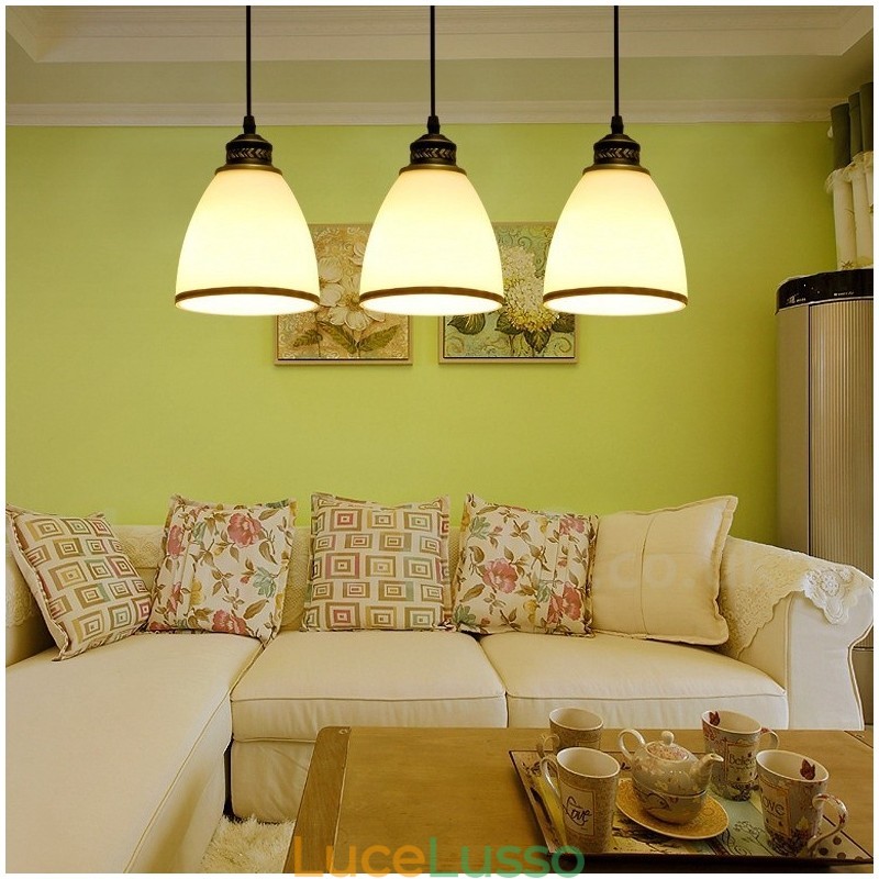 Lampada a sospensione in metallo integrata Rustic Lodge a 3 luci