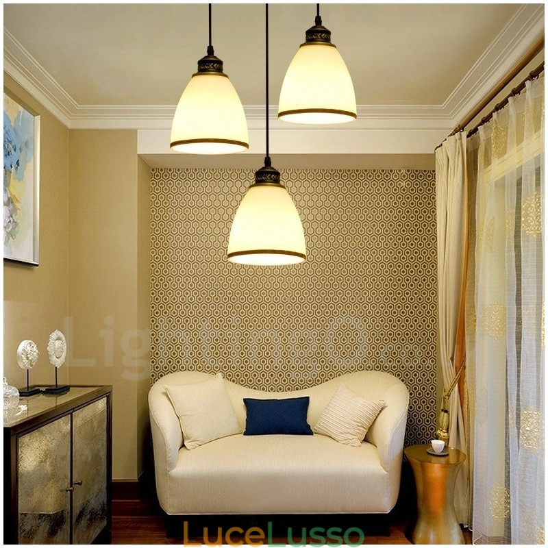 Lampada a sospensione in metallo integrata Rustic Lodge a 3 luci
