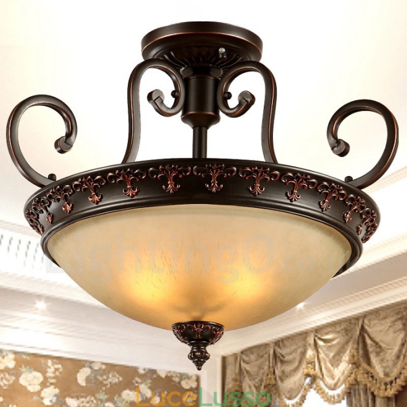 Lampada da soffitto in metallo integrata Rustic Lodge a luce singola