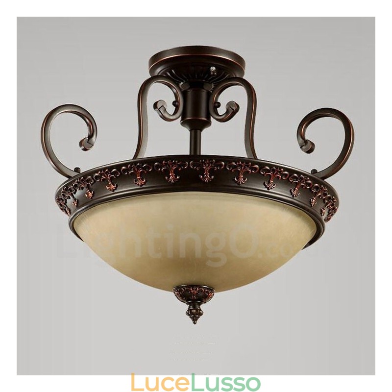 Lampada da soffitto in metallo integrata Rustic Lodge a luce singola