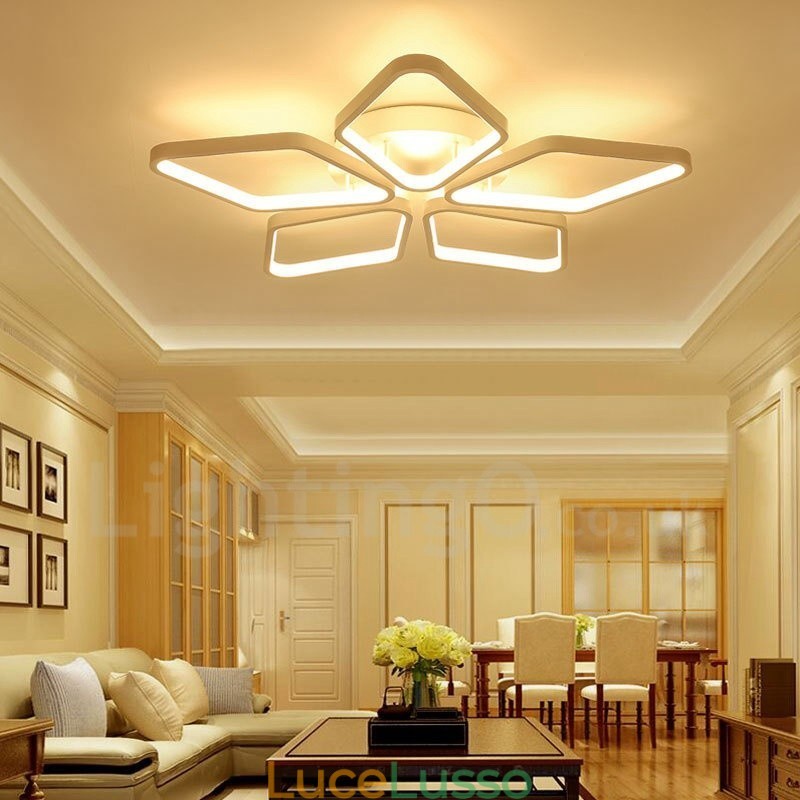 Lampada da soffitto moderna contemporanea a 5 luci integrata in metallo