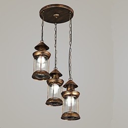 Lampada a sospensione in metallo in stile retrò rustico Lodge vintage