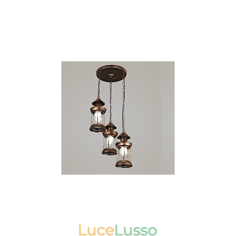 Lampada a sospensione in metallo in stile retrò rustico Lodge vintage
