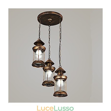Lampada a sospensione in metallo in stile retrò rustico Lodge vintage Lampada a sospensione in metallo in stile retrò rustico Lodge vintage