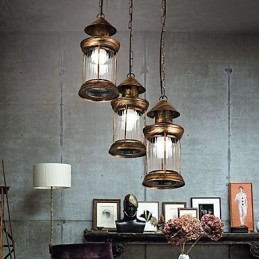 Lampada a sospensione in metallo in stile retrò rustico Lodge vintage