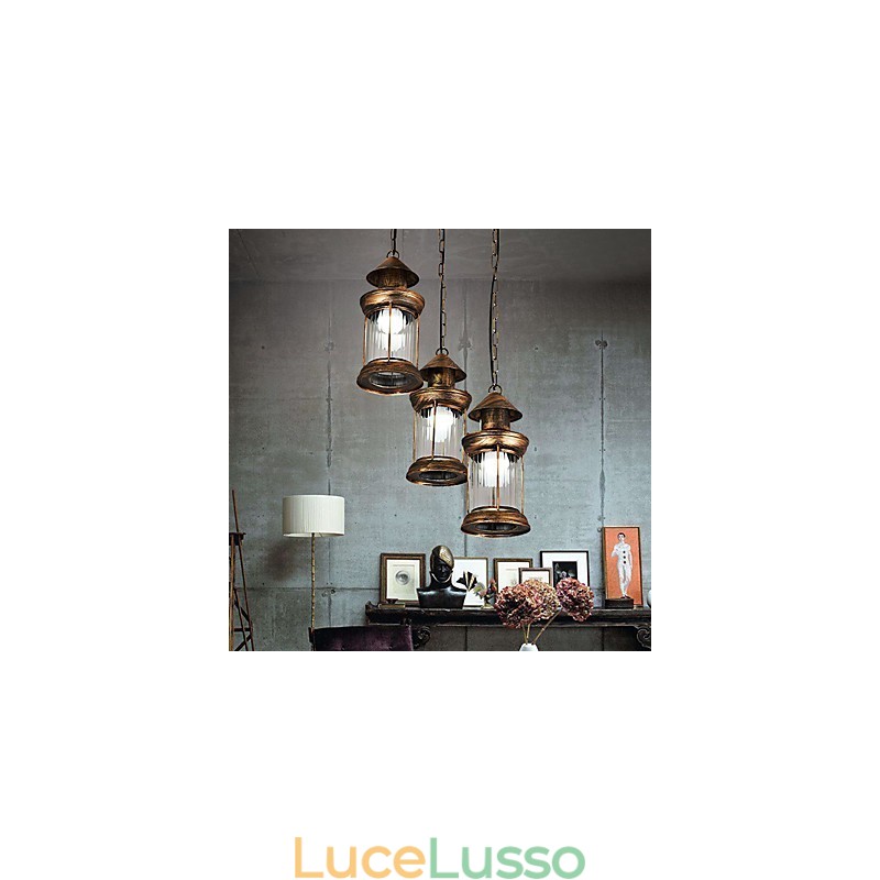 Lampada a sospensione in metallo in stile retrò rustico Lodge vintage