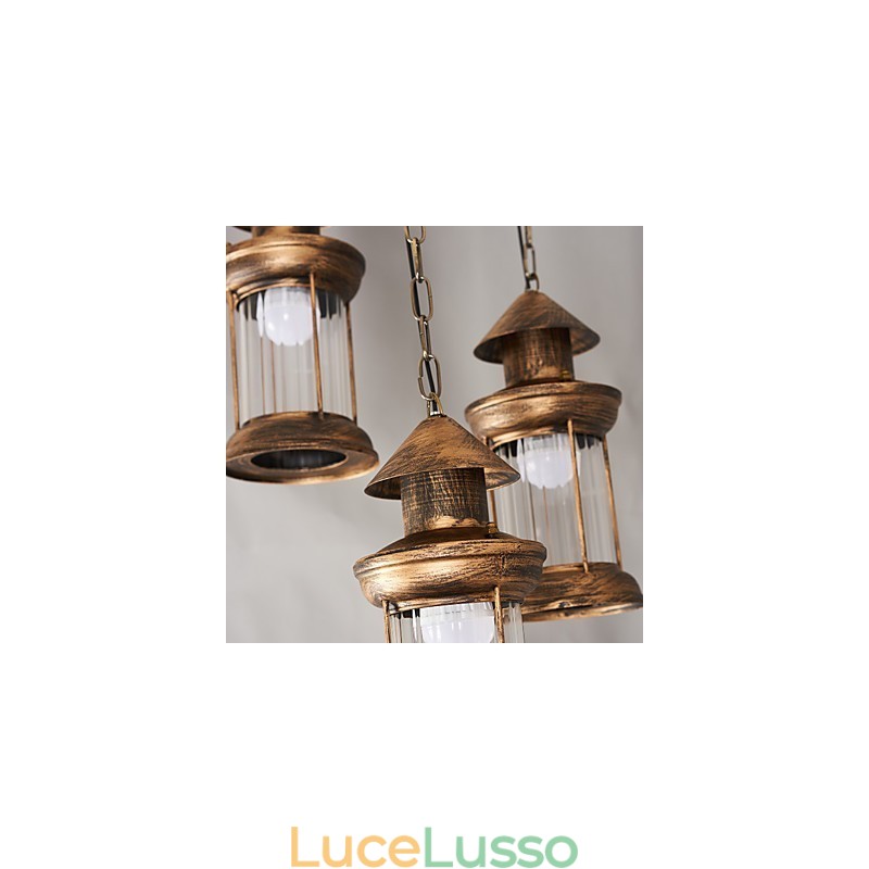 Lampada a sospensione in metallo in stile retrò rustico Lodge vintage