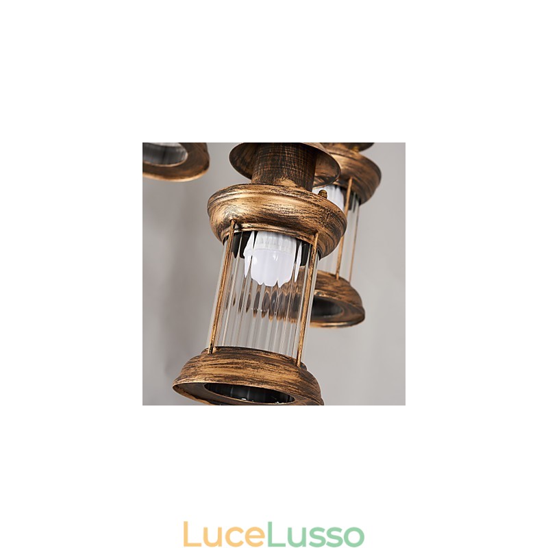 Lampada a sospensione in metallo in stile retrò rustico Lodge vintage