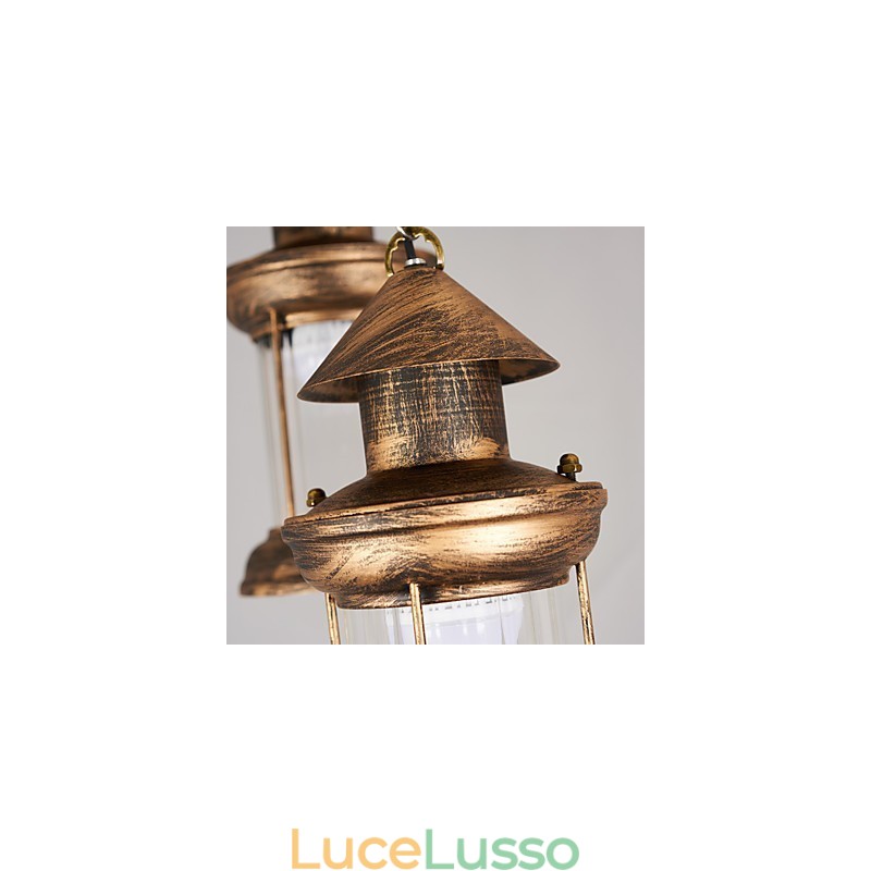 Lampada a sospensione in metallo in stile retrò rustico Lodge vintage