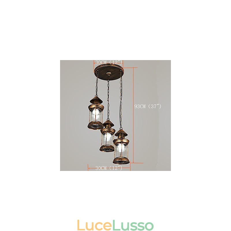Lampada a sospensione in metallo in stile retrò rustico Lodge vintage