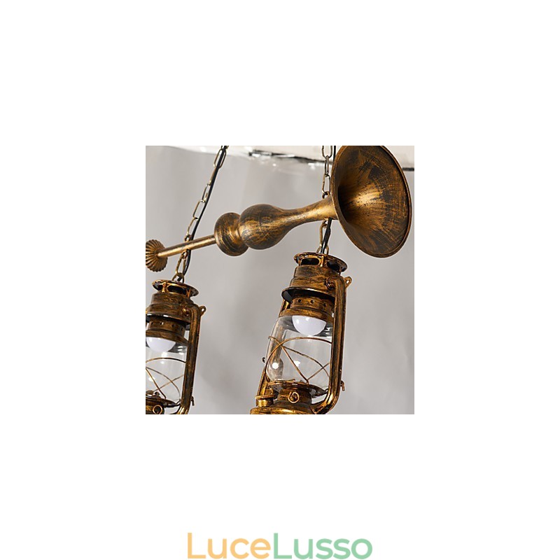 Lampada a sospensione in metallo in stile retrò rustico Lodge vintage