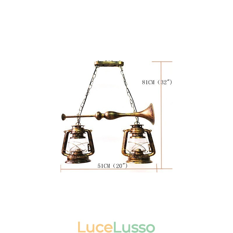 Lampada a sospensione in metallo in stile retrò rustico Lodge vintage