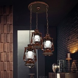 Lampada a sospensione in metallo in stile retrò rustico Lodge vintage