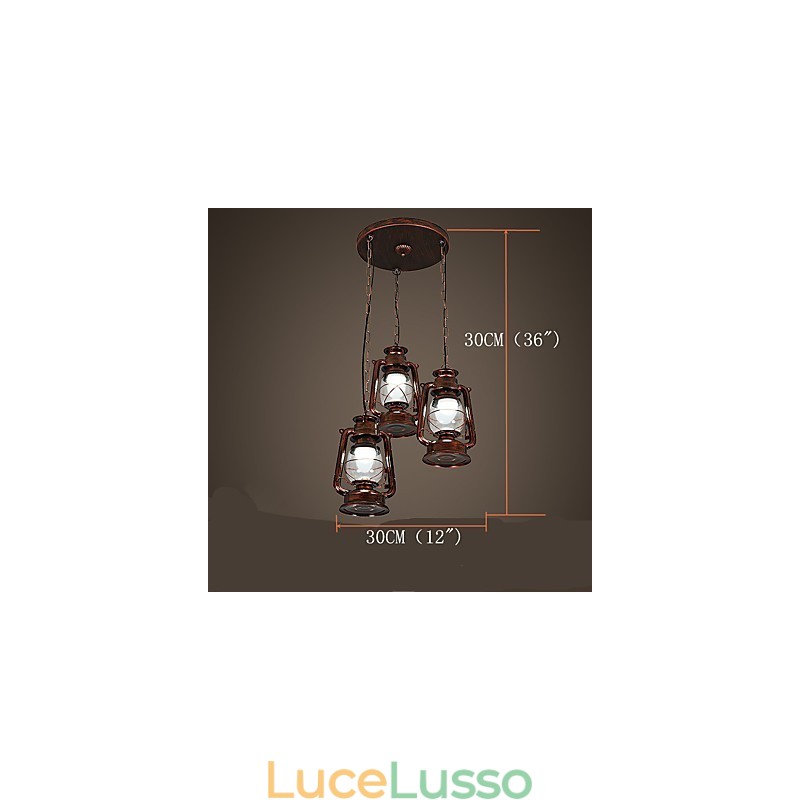 Lampada a sospensione in metallo in stile retrò rustico Lodge vintage