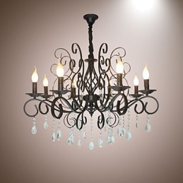 Lampadario in metallo con lampadario in cristallo in stile europeo a 8 teste