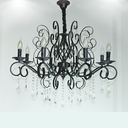 Lampadario in metallo con lampadario in cristallo in stile europeo a 8 teste