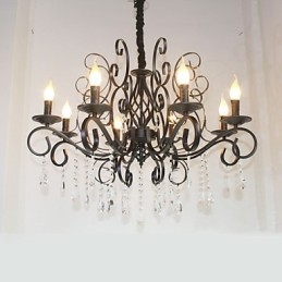 Lampadario in metallo con lampadario in cristallo in stile europeo a 8 teste