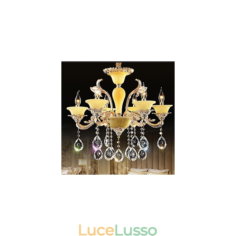 Lampada a sospensione in cristallo europeo Lampada a sospensione in cristallo in lega di zinco
