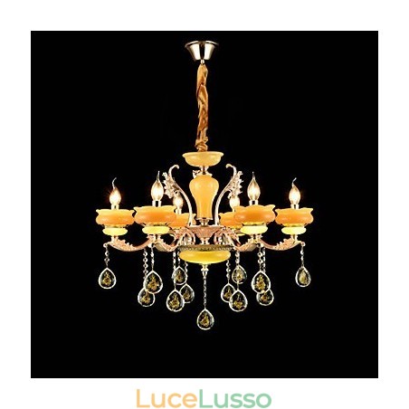 Caratteristica tradizionale classica in lega di zinco per lampadario in metallo con 6 lampadine in stile mini cristallo Caratteristica tradizionale classica in lega di zinco per lampadario in metallo con 6 lampadine in stile mini cristallo