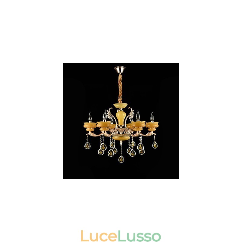 Caratteristica tradizionale classica in lega di zinco per lampadario in metallo con 6 lampadine in stile mini cristallo
