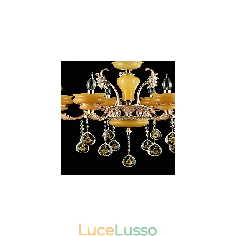 Caratteristica tradizionale classica in lega di zinco per lampadario in metallo con 6 lampadine in stile mini cristallo